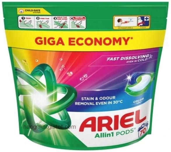 Viên giặt Ariel Allin1  70 viên dùng cho quần áo màu- Ý